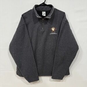 Warner‎ Bros Taz Pullover Mens L Gray 1/4 Zip Fleece I'm The Boss Looney Tunes